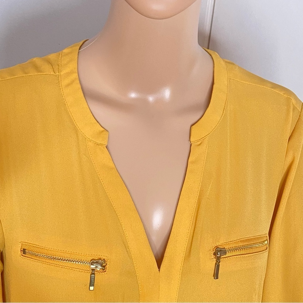 Suzy Shier Long Sleeve Yellow Mustard Size L Polyester Light & Classy Pre-Loved - Picture 4 of 15